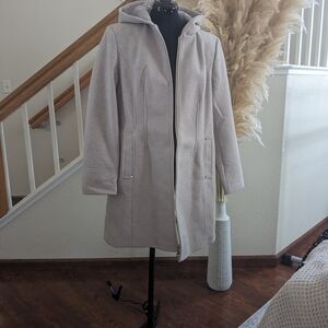 Stylish Light Gray Hooded Coat